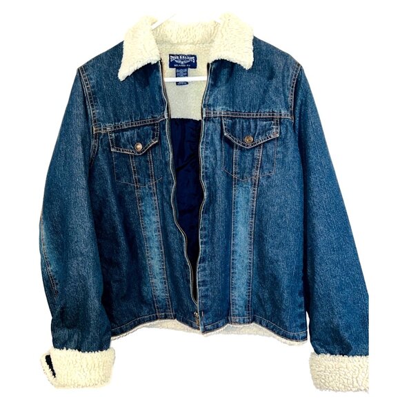 Steve & Barrys Womens Large Denim Jacket Sherpa Lined Full Zip - Picture 2 of 4